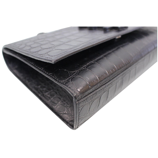 YVES SAINT LAURENT Kate Medium Crocodile Leather Bag Crossbody Bag Black