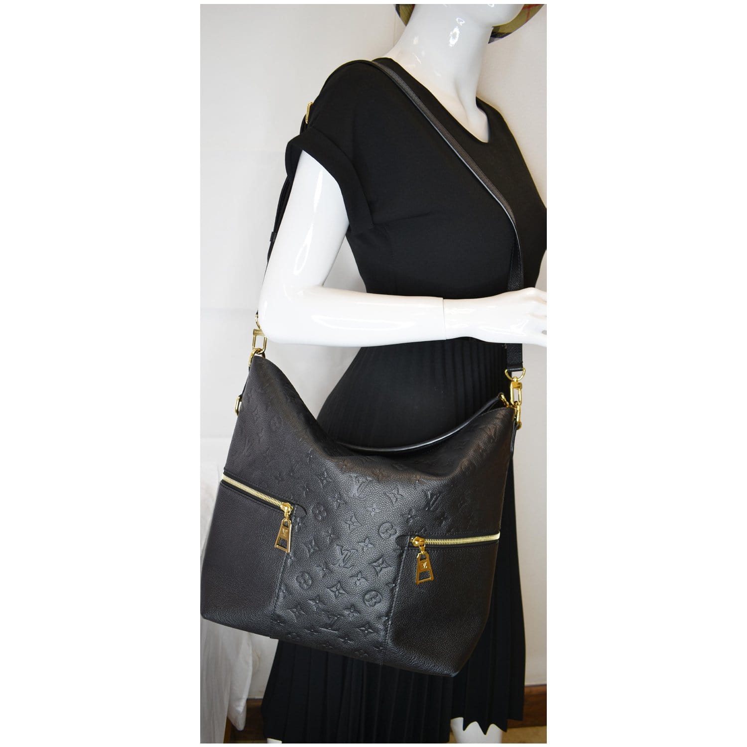 Louis Vuitton, Bags, Authentic Louis Vuitton Melie Empreinte Black Noir 2  Strap Discontinued Hobo