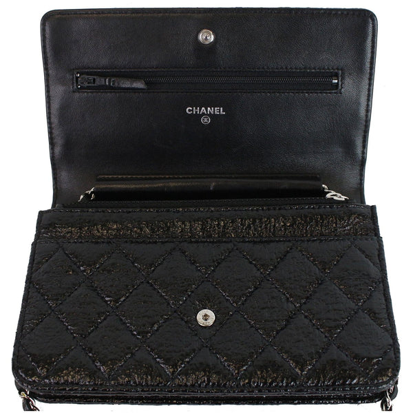 CHANEL CC Aged Lambskin Wallet on Chain WOC Crossbody Bag Black