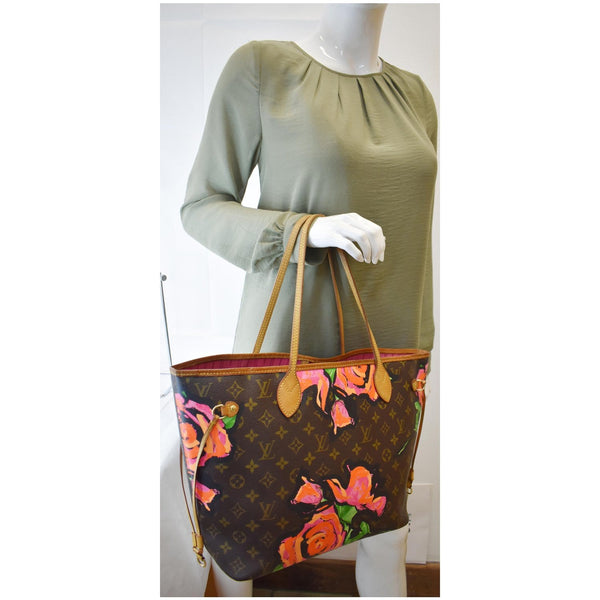 Louis Vuitton Neverfull MM Roses Monogram Canvas Bag - elbow handbag