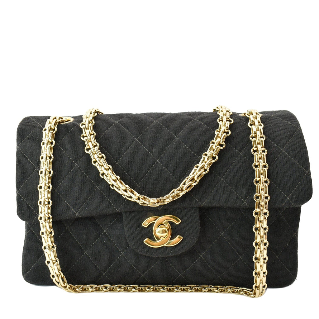 Lot 4 - A Chanel black quilted wool-jersey flap bag