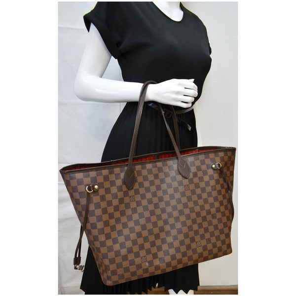 LOUIS VUITTON Neverfull GM Damier Ebene Tote Bag Brown