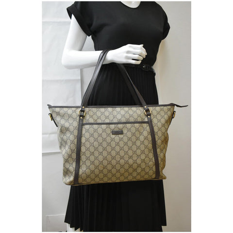 GUCCI Joy Medium GG Supreme Canvas Tote Bag Beige 388923