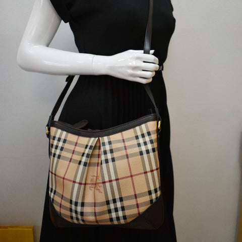 BURBERRY Haymarket Check Canvas Crossbody Bag Beige