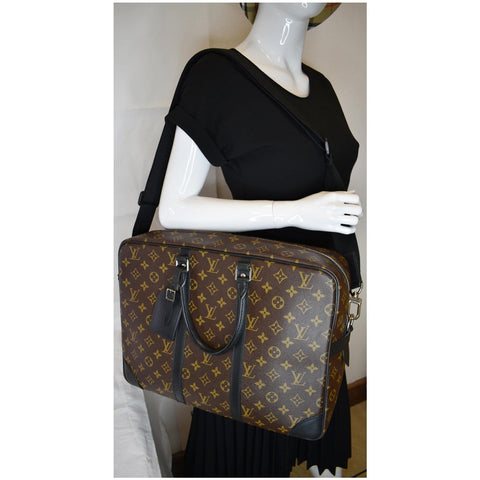 LOUIS VUITTON Porte Documents Voyage PM Monogram Canvas Briefcase Bag Brown