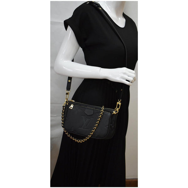 LOUIS VUITTON Multi Pochette Accessories Empreinte Clutch Bag Black