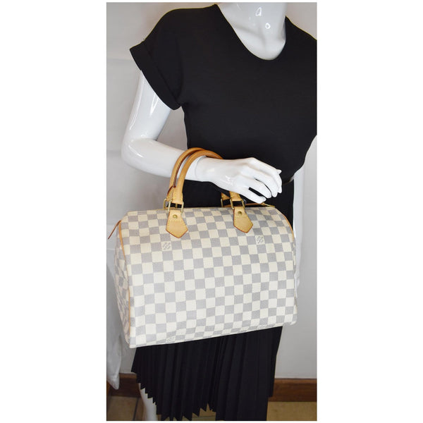 Louis Vuitton Damier Azur Speedy 30 Satchel Handbag women