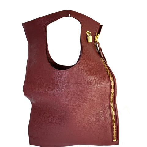 TOM FORD Alix Padlock Zip Fold-over Leather Shoulder Bag Red