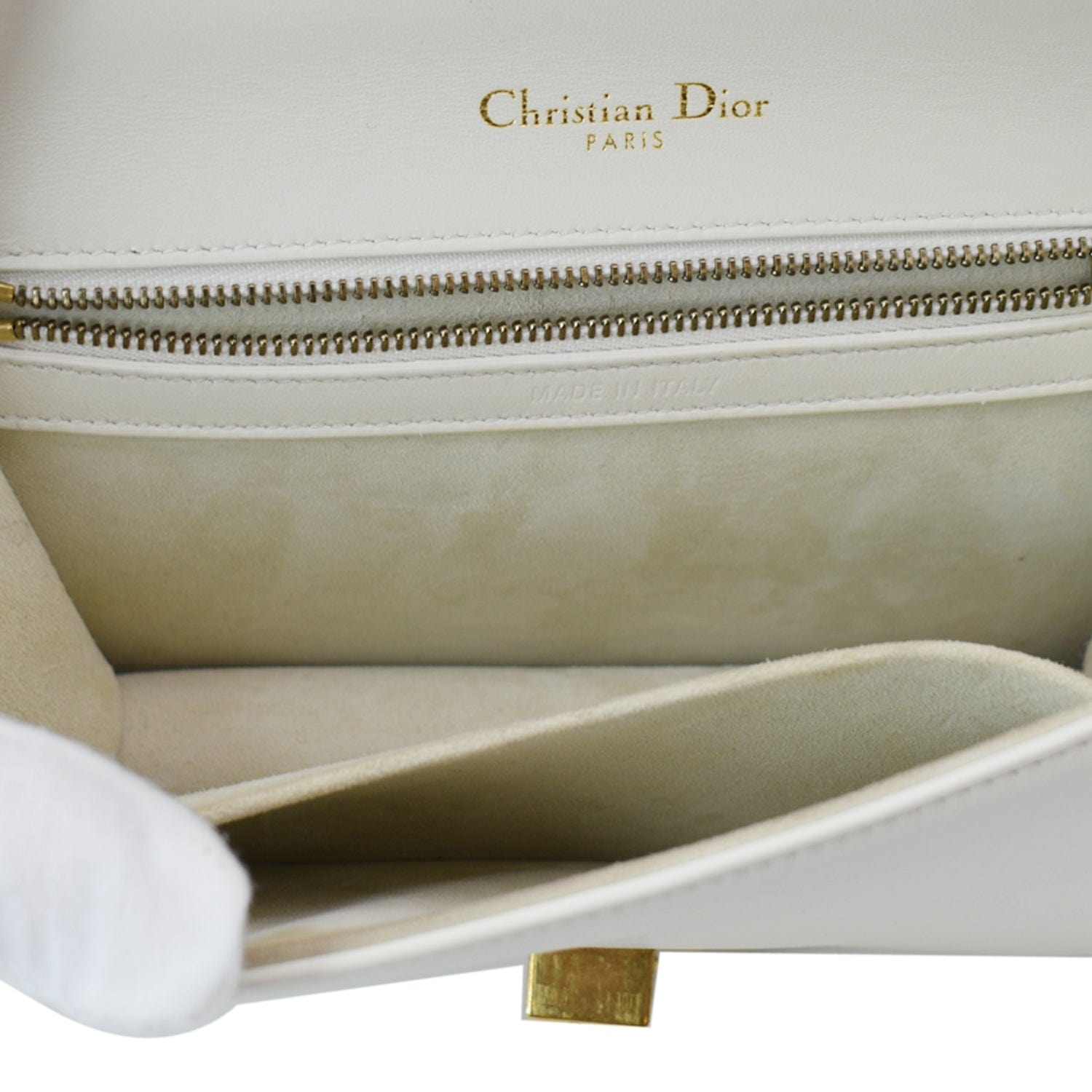 CHRISTIAN DIOR Lambskin Studded Small Diorama Flap Bag Off White 1179960