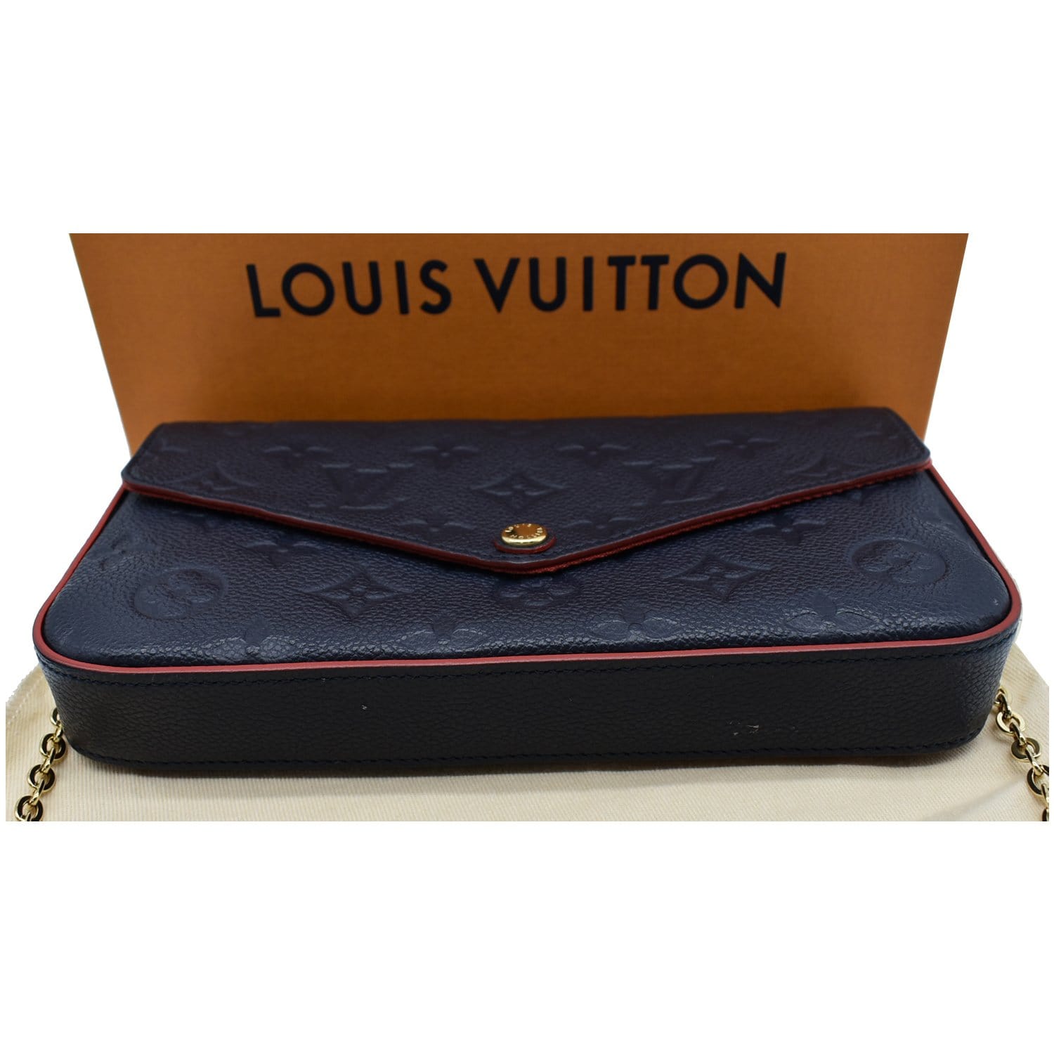 3ad3693] Auth Louis Vuitton Chain Wallet Monogram Empreinte Pochette Félicie  M82610 Tourtrail/Creme