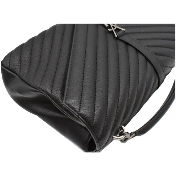 YVES SAINT LAURENT College Medium Flap Matelassé Leather Shoulder Bag Black