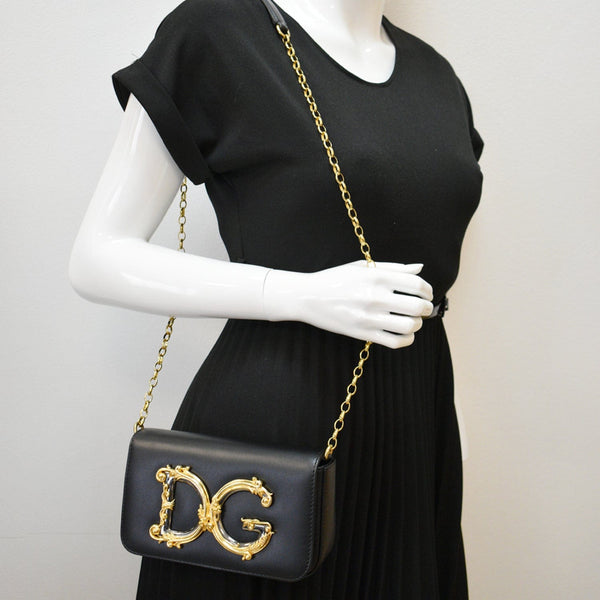 DOLCE & GABBANA DG Girl Leather Crossbody Bag Black