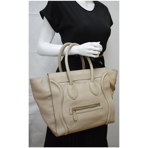 Celine Drummed Mini Luggage Calfskin Leather Tote Bag