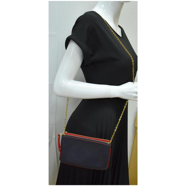 LOUIS VUITTON Double Zip Pochette Monogram Empreinte Crossbody Bag Navy Blue - Hot Deals