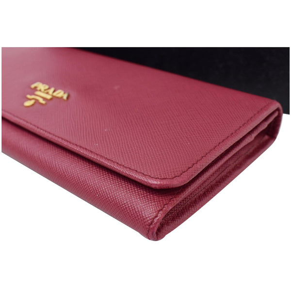 PRADA Continental Flap Saffiano Leather Long Wallet Pink
