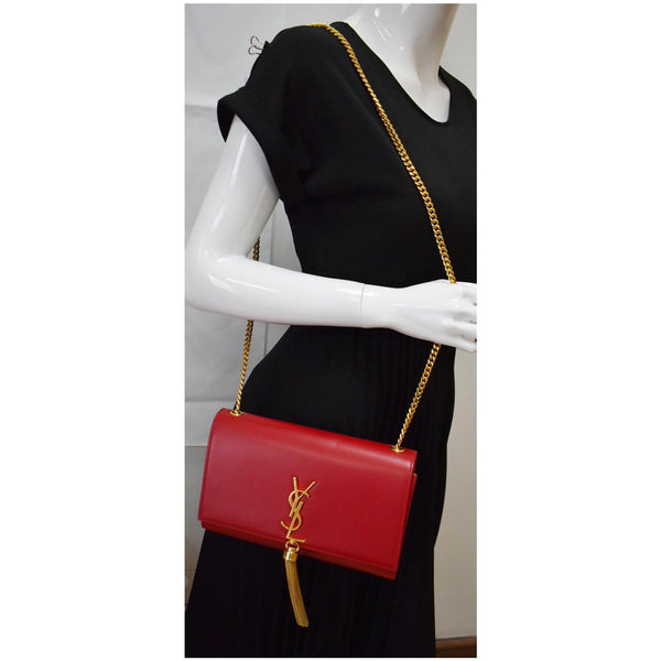 YVES SAINT LAURENT Kate Tassel Leather Crossbody Bag Red