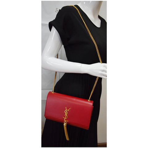 YVES SAINT LAURENT Kate Tassel Leather Crossbody Bag Red