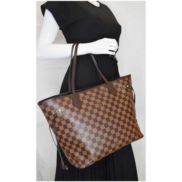 LOUIS VUITTON Neverfull MM Damier Ebene Brown Tote Shoulder Bag Brown