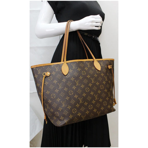 LOUIS VUITTON Neverfull MM Monogram Canvas Tote Bag Brown