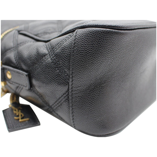 YVES SAINT LAURENT 80's Vanity Quilted Grain De Poudre Leather Shoulder Bag Black