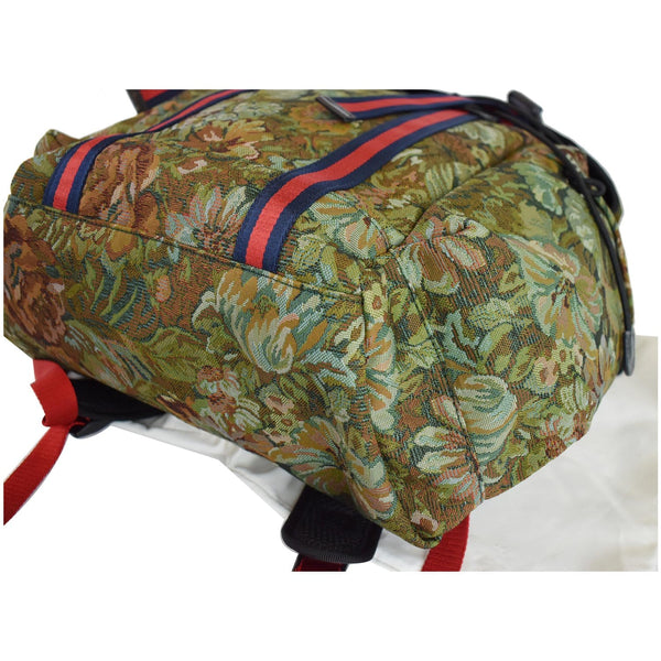 Gucci Floral Brocade Leather Backpack Bag side preview