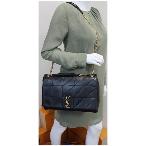 YVES SAINT LAURENT Jamie Giant Lambskin Leather Shoulder Bag Black