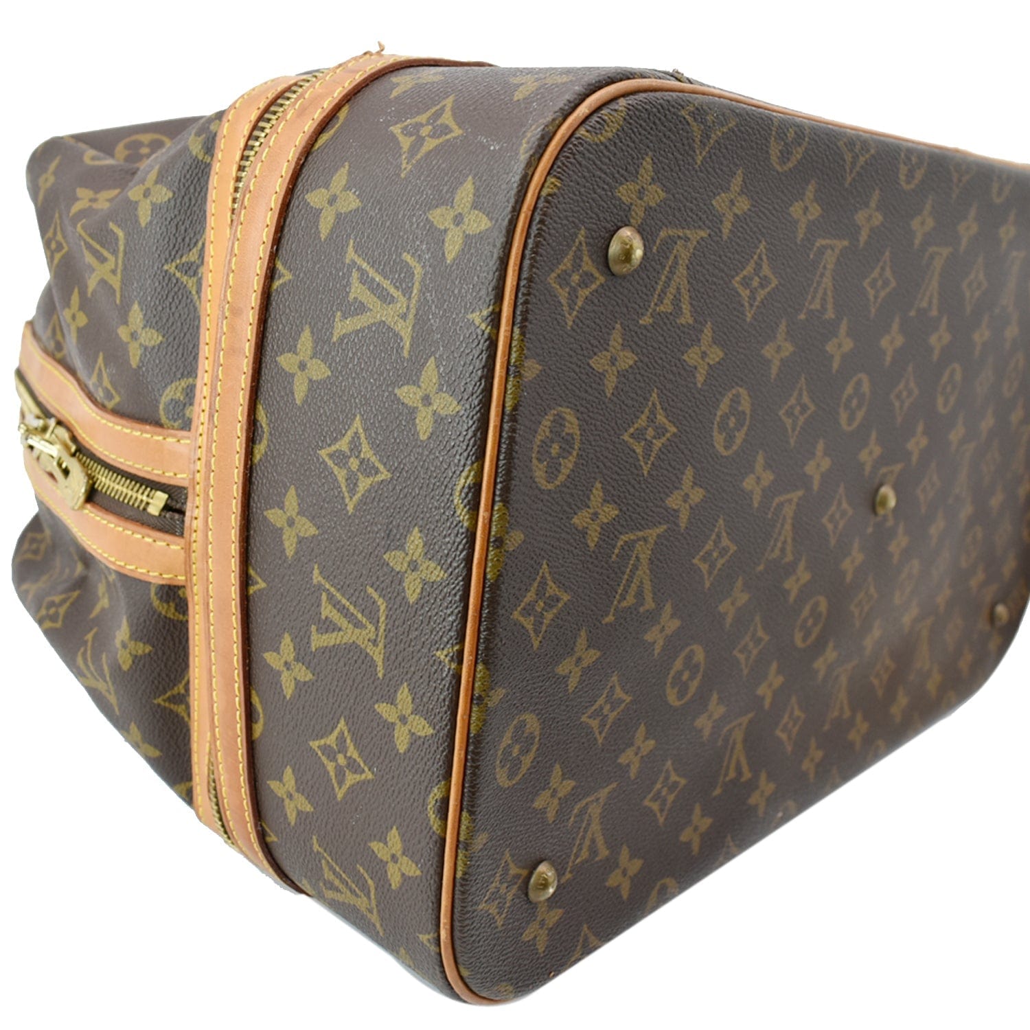LOUIS VUITTON Vintage Sac Sport Monogram Canvas Boston Travel Bag Brow