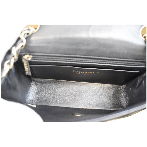 CHANEL Mini Rectangular Flap Quilted Lambskin Leather Shoulder Bag Black