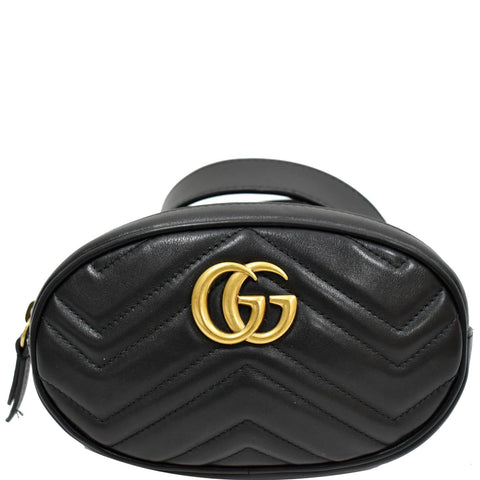 GUCCI GG Marmont Matelasse Leather Belt Bag Black 476434