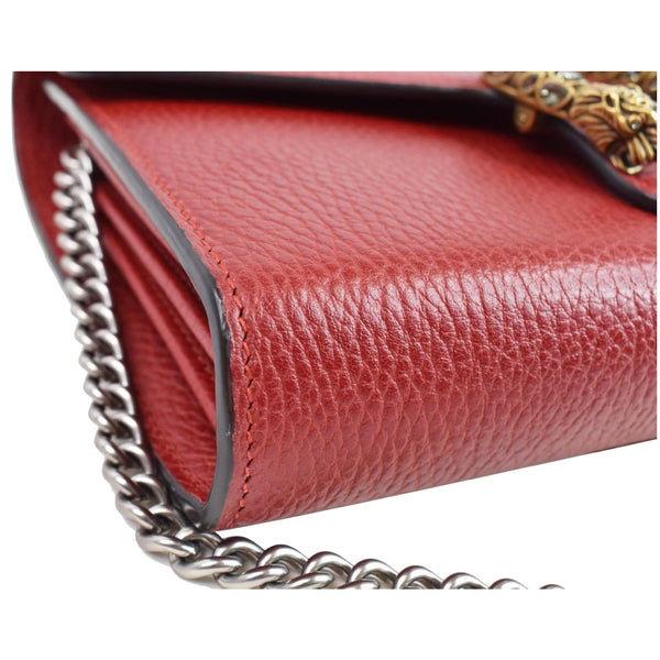 GUCCI Dionysus Mini Leather Crossbody Chain Wallet Red 401231