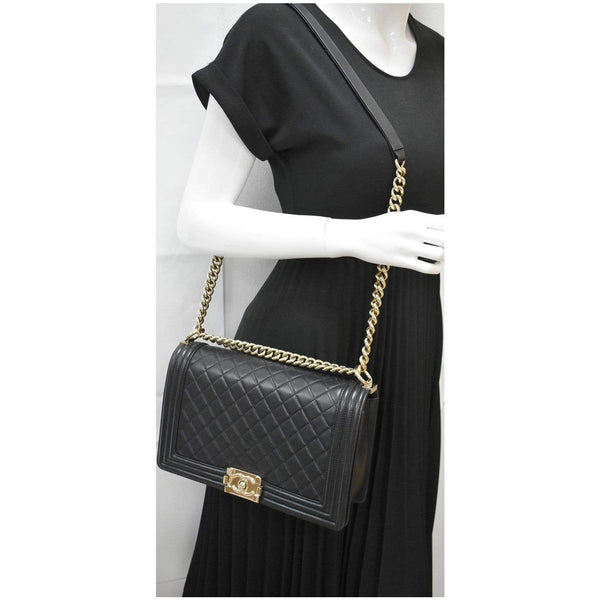 Chanel Medium Boy Flap Lambskin Leather Shoulder Bag for women