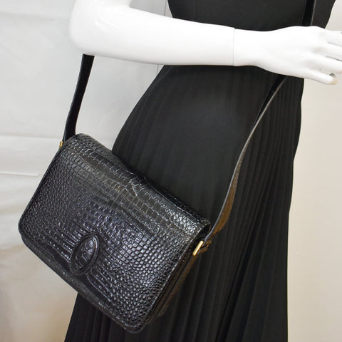 YVES SAINT LAURENT New Besace Embossed Leather Crossbody Bag Black
