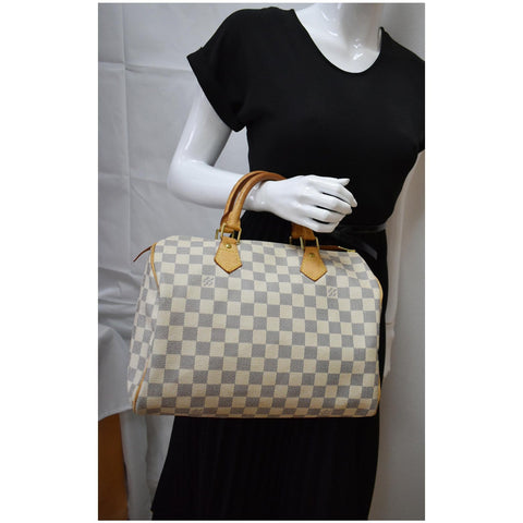 LOUIS VUITTON Speedy 30 Damier Azur Satchel Bag White - Sold