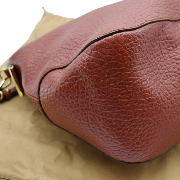 BURBERRY Ledbury Heritage Grained Leather Hobo Shoulder Bag Red