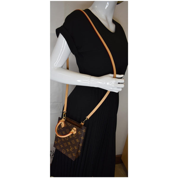 LOUIS VUITTON Petit Sac Plat Monogram Canvas Shoulder Bag Brown