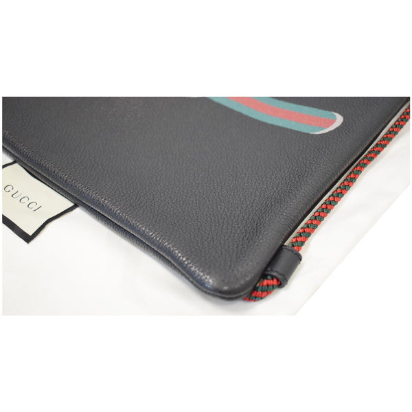 GUCCI Logo Print Calfskin Leather Drawstring Backpack Bag Black 523586