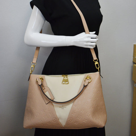 LOUIS VUITTON V MM Monogram Empreinte Tote Shoulder Bag Rose