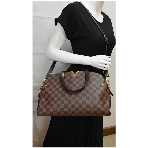 LOUIS VUITTON Kensington Bowling Damier Ebene Satchel Bag Brown