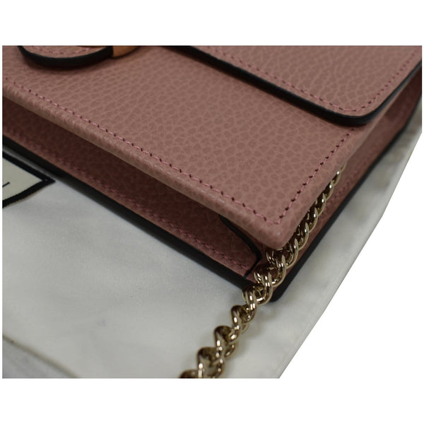 GUCCI Dollar Interlocking G Leather Chain Wallet Soft Pink 510314