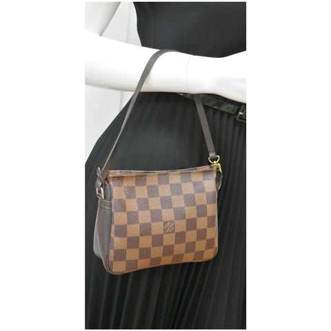 LOUIS VUITTON Trousse Damier Ebene Makeup Pochette Clutch Bag Brown