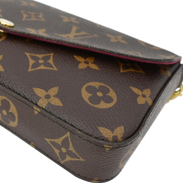 LOUIS VUITTON Felicie Monogram Canvas Pochette Crossbody Bag Brown