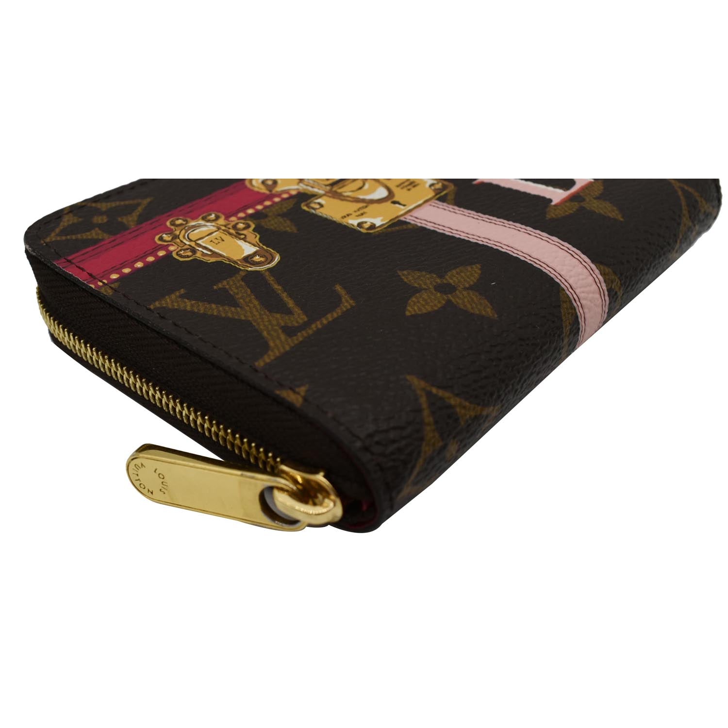 LOUIS VUITTON LV MONOGRAM LEATHER COIN PURSE GOLD ZIPPER WALLET