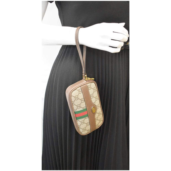 Gucci Ophidia GG Supreme Monogram Phone Handbag brown