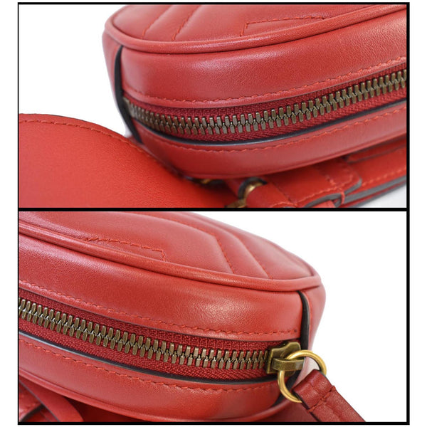 Gucci GG Marmont Matelasse Leather Belt Women Bag - corners red