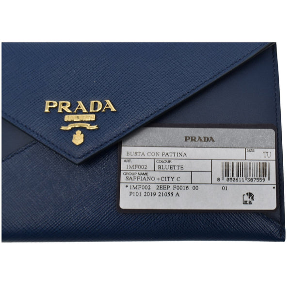 Prada Envelope Leather Chain Clutch Blue - BUSTA CON PATTINA