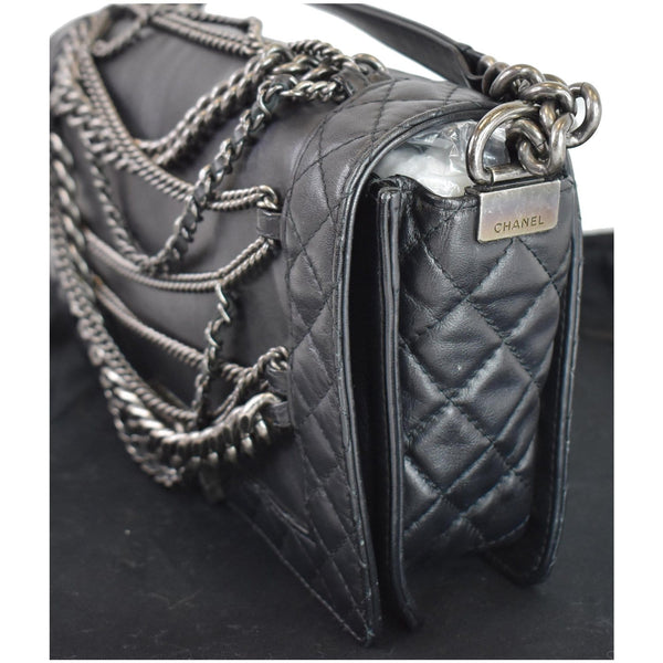 Chanel Boy Enchained Medium Leather canvas Flap Bag