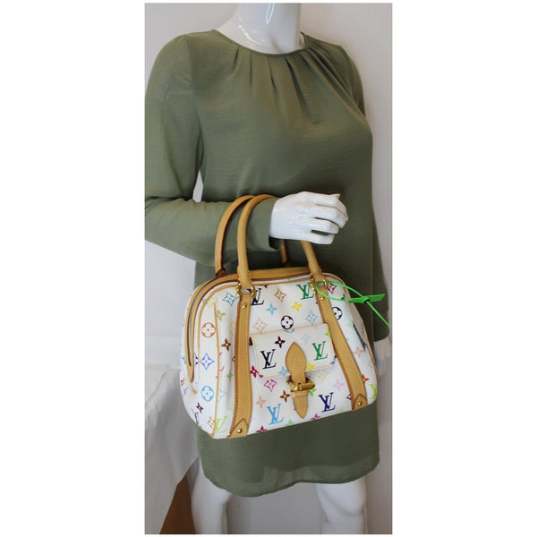 Louis Vuitton Priscilla Monogram Multicolore Handbag on statue 