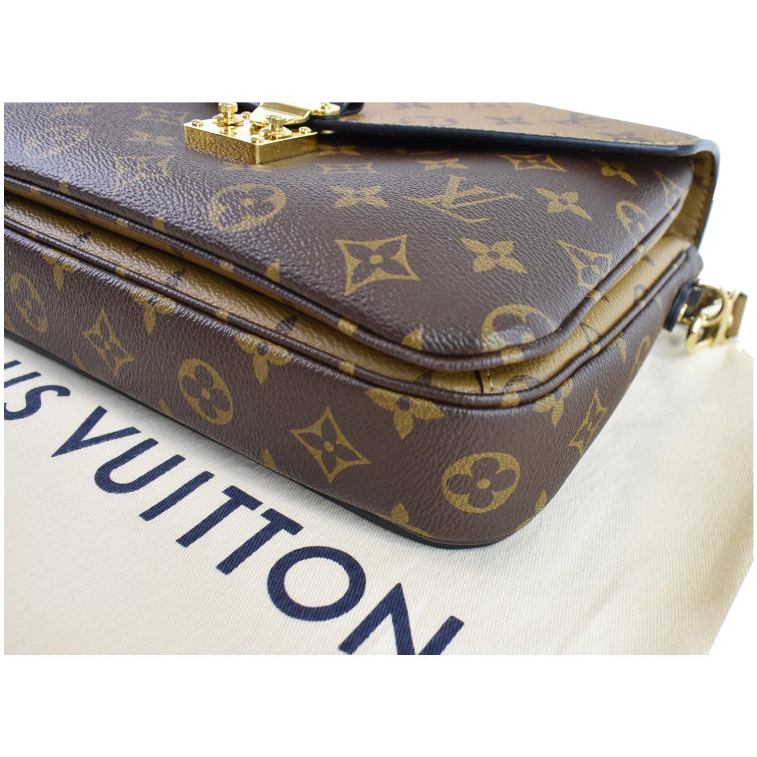 Louis Vuitton Ebene Reverse Monogram Coated Canvas Pochette Mètis Gold Hardware, 2021-2022 (Like New), Womens Handbag