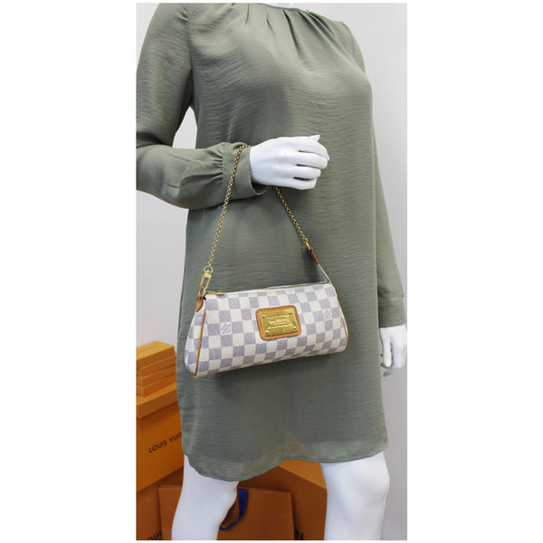Louis Vuitton Pochette Eva Damier Azur Clutch Hand Bag