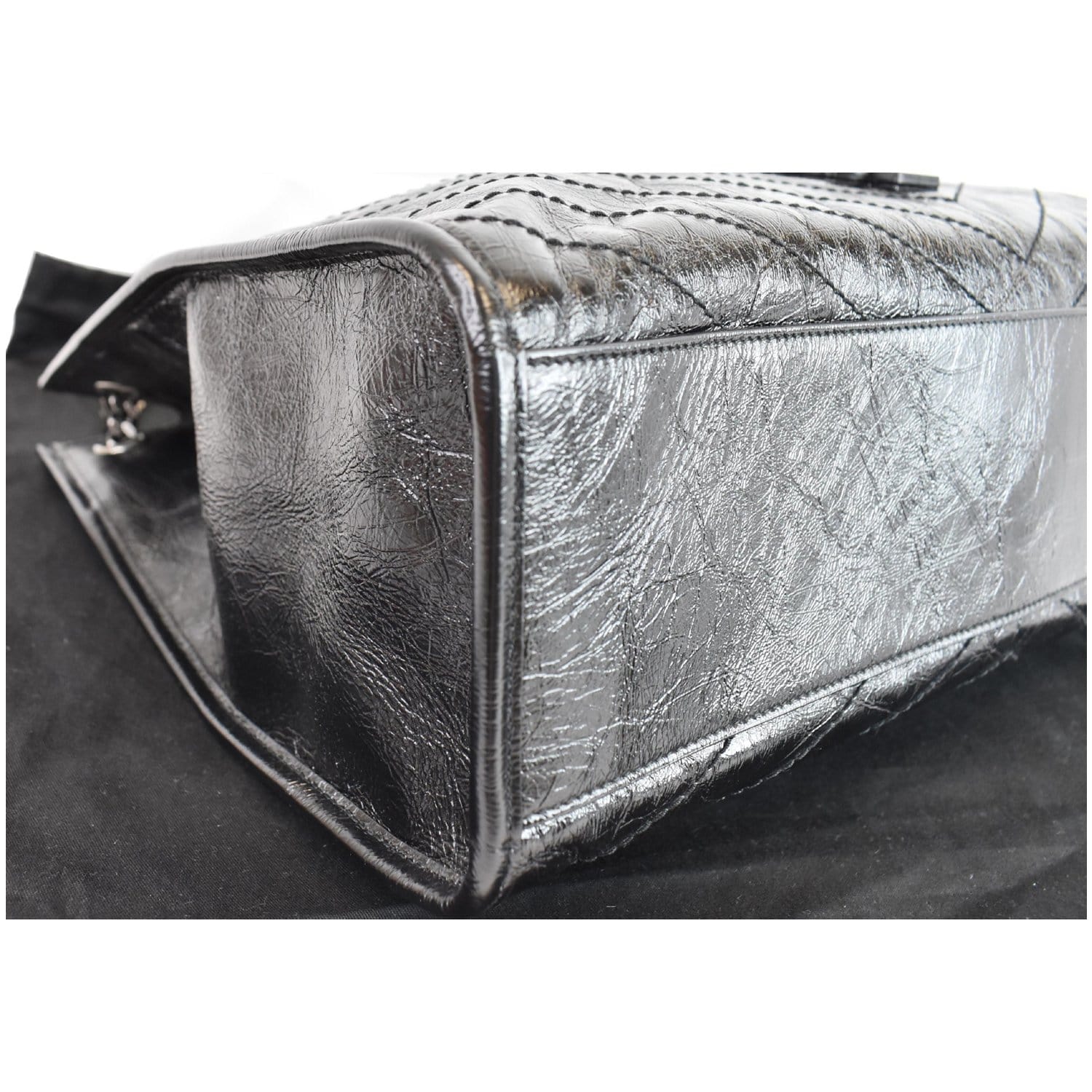 Niki Large YSL Crinkled Calf Shopper Tote Bag